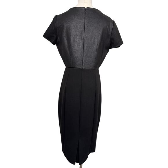 Tahari Metallic Textured Sheath Dress Black Shimmer low knee 10 - Picture 3 of 5